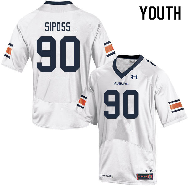 Youth #90 Arryn Siposs Auburn Tigers College Football Jerseys Sale-White